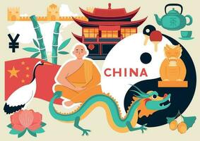 Chinese stereotypen collage samenstelling vector