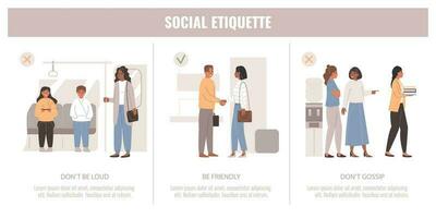 etiquette reglement sociaal infographics vector