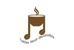 wijnoogst koffie kop mok met muziek- Notitie en koffie Boon voor cafe bar icoon illustratie vector