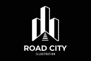 gemakkelijk gebouw toren stad stad- met weg manier voor echt landgoed appartement icoon illustratie vector