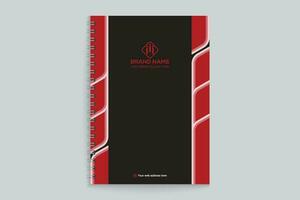 rood en zwart kleur notitieboekje Hoes ontwerp vector