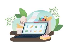 laptop met online eten bestellen platte concept vectorillustratie vector