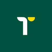schoon modern creatief t logo ontwerp. t icoon logo monogram met vers groen thema vector