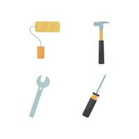 huis reparatie tools egale kleur vector object set