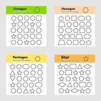 educatief werkblad voor kinderen kleuterschool, voorschoolse en schoolgaande leeftijd. geometrische vormen. zoek en kleur. vector