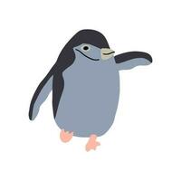 schattig weinig pinguïn wandelen en golvend met een hand. tekenfilm baby pinguïn karakter hebben pret in winter. arctisch dier vector illustratie.