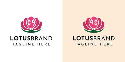 brief cq en qc lotus logo set, geschikt voor ieder bedrijf verwant naar lotus bloemen met cq of qc initialen. vector
