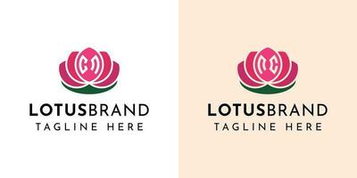 brief cn en nc lotus logo set, geschikt voor ieder bedrijf verwant naar lotus bloemen met cn of nc initialen. vector