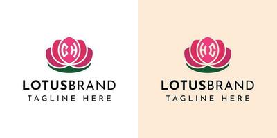 brief ch en hc lotus logo set, geschikt voor ieder bedrijf verwant naar lotus bloemen met ch of hc initialen. vector