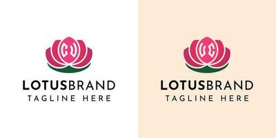 brief cu en uc lotus logo set, geschikt voor ieder bedrijf verwant naar lotus bloemen met cu of uc initialen. vector