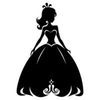 schattig prinses zwart silhouet vector