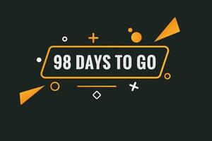 98 dagen naar Gaan countdown sjabloon. 98 dag countdown links dagen banier ontwerp vector