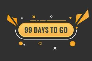 99 dagen naar Gaan countdown sjabloon. 99 dag countdown links dagen banier ontwerp vector