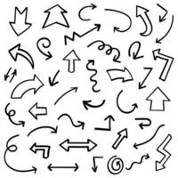 hand- getrokken tekening pijl teken reeks vector