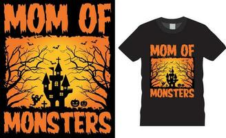 mam van monsters, halloween vector grafisch t- overhemd ontwerp. mam van monsters