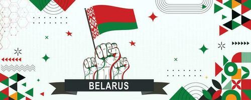 Wit-Rusland vlag onafhankelijkheid dag meetkundig land web spandoek. zakelijke abstract achtergrond ontwerp met vlag thema. land vector illustratie
