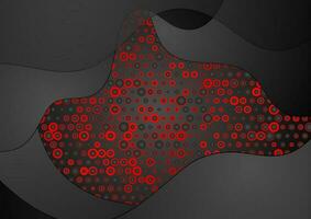 zwart abstract golvend achtergrond met rood dots vector
