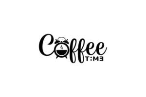 koffie tijd belettering met een combinatie van een kop van koffie, een alarm, en mooi belettering. zijn mooi zo voor drank logo, Scherm in cafe en restaurant, t-shirt, sticker, enz. vector