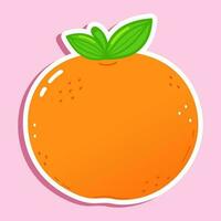 sticker mandarijn fruit karakter. vector hand- getrokken tekenfilm kawaii karakter illustratie icoon. geïsoleerd Aan roze achtergrond. mandarijn- karakter concept