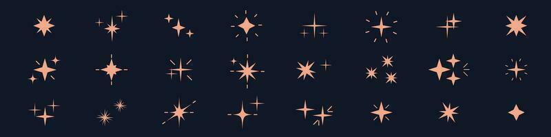 magisch ster pictogrammen verzameling. elementen met schitteren, schijnen en fonkeling set. licht en gloed lijnen. vector illustraties geïsoleerd Aan wit achtergrond.