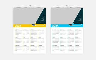 2024 een bladzijde muur kalender ontwerp vector