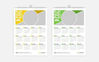 2024 een bladzijde muur kalender ontwerp vector