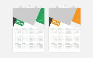 2024 een bladzijde muur kalender ontwerp vector