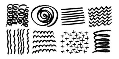 minimalistische zwart en wit modieus abstract texturen afdrukken set. modern vector sjabloon voor ontwerp. stoutmoedig hand- getrokken beroertes