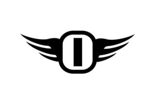 ik alfabet letter logo voor bedrijf en bedrijf met vleugels en zwart-witte kleur. corporate brading en belettering icoon met eenvoudig ontwerp vector