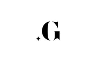 zwart-wit g alfabet letter logo voor zaken met ster. creatieve belettering voor bedrijf. huisstijl branding ontwerp icoon vector