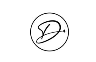d alfabet letter logo voor zaken met ster en cirkel. eenvoudige elegante belettering voor bedrijf. huisstijl branding icoon ontwerp in wit en zwart vector