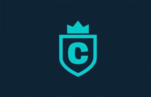 c blauw schild alfabet pictogram logo voor bedrijf met brief. creatief ontwerp voor bedrijven en bedrijven met koningskroon