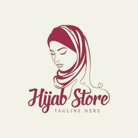 vrouw hijab op te slaan vector logo, minimalistische vector logo concept