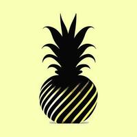 ananas, tropisch zoet fruit. zwart geel silhouet Aan een geel achtergrond. gezond, gezond vegetarisch nagerecht. vector