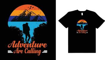 avontuur natuur wijnoogst t-shirt ontwerp, kamperen is bellen, wandelen, bergen, avontuur t-shirt ontwerp. vector