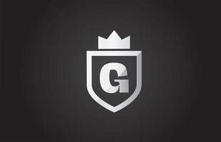 g alfabet letterpictogram logo in grijze en zwarte kleur. schildontwerp voor bedrijfsidentiteit met koningskroon