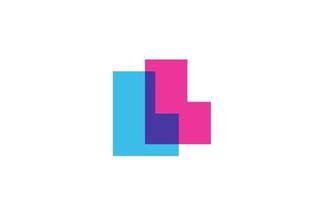 doorsnede l logo letterpictogram voor bedrijf. blauw en roze alfabetontwerp voor zakelijk en zakelijk vector