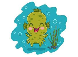 water monster in kawaii stijl vector