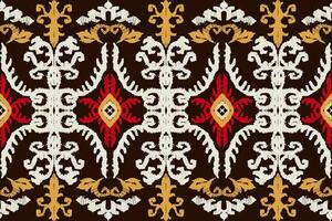 abstract ikat kunst naadloos patroon volk borduurwerk Aan een bruin achtergrond aztec meetkundig kunst afdrukken ontwerp voor tapijten, achtergronden, kleding, omslagen, stoffen, dekt, textiel vector
