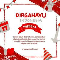 hand- drow Indonesië onafhankelijkheid dag illustratie post vector
