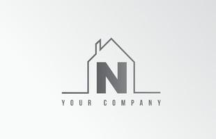 n huis alfabet pictogram logo brief ontwerp. woning voor een vastgoedbedrijf. bedrijfsidentiteit met dunne lijncontour vector