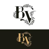 hand getekend bruiloft monogram bv logo vector