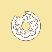 ronde zoet tussendoortje donut voedsel tekenfilm digitaal postzegel schets zwart en wit vector