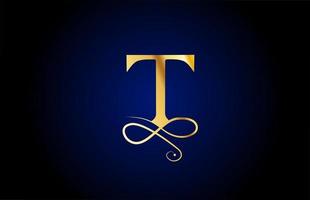 gouden t elegante monogram alfabet letter pictogram logo ontwerp. vintage bedrijfsbrading voor luxe producten en bedrijf vector