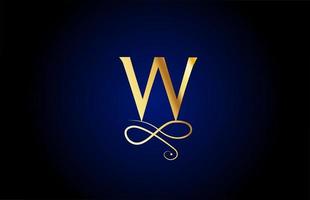 gouden w elegante monogram alfabet letter pictogram logo ontwerp. vintage bedrijfsbrading voor luxe producten en bedrijf vector