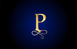 gouden p elegante monogram alfabet letter pictogram logo ontwerp. vintage bedrijfsbrading voor luxe producten en bedrijf vector