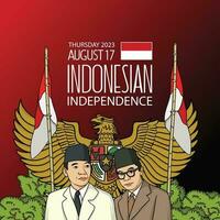 selamat hari kemerdekaan Indonesië. vertaling gelukkig Indonesisch onafhankelijkheid dag illustratie sociaal media post vector