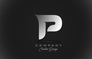 p witte kleurovergang alfabet logo letterpictogram met zwarte achtergrond. creatief ontwerp voor bedrijven en bedrijven vector