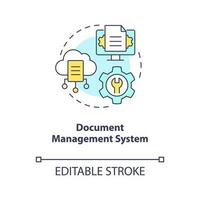 document beheer systeem concept icoon. geautomatiseerd bestanden. geautomatiseerd cms oplossing abstract idee dun lijn illustratie. geïsoleerd schets tekening. bewerkbare beroerte vector