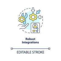 robuust integraties concept icoon. analyseren inhoud hulpmiddelen. cms aspecten. aanpassen plaats abstract idee dun lijn illustratie. geïsoleerd schets tekening. bewerkbare beroerte vector